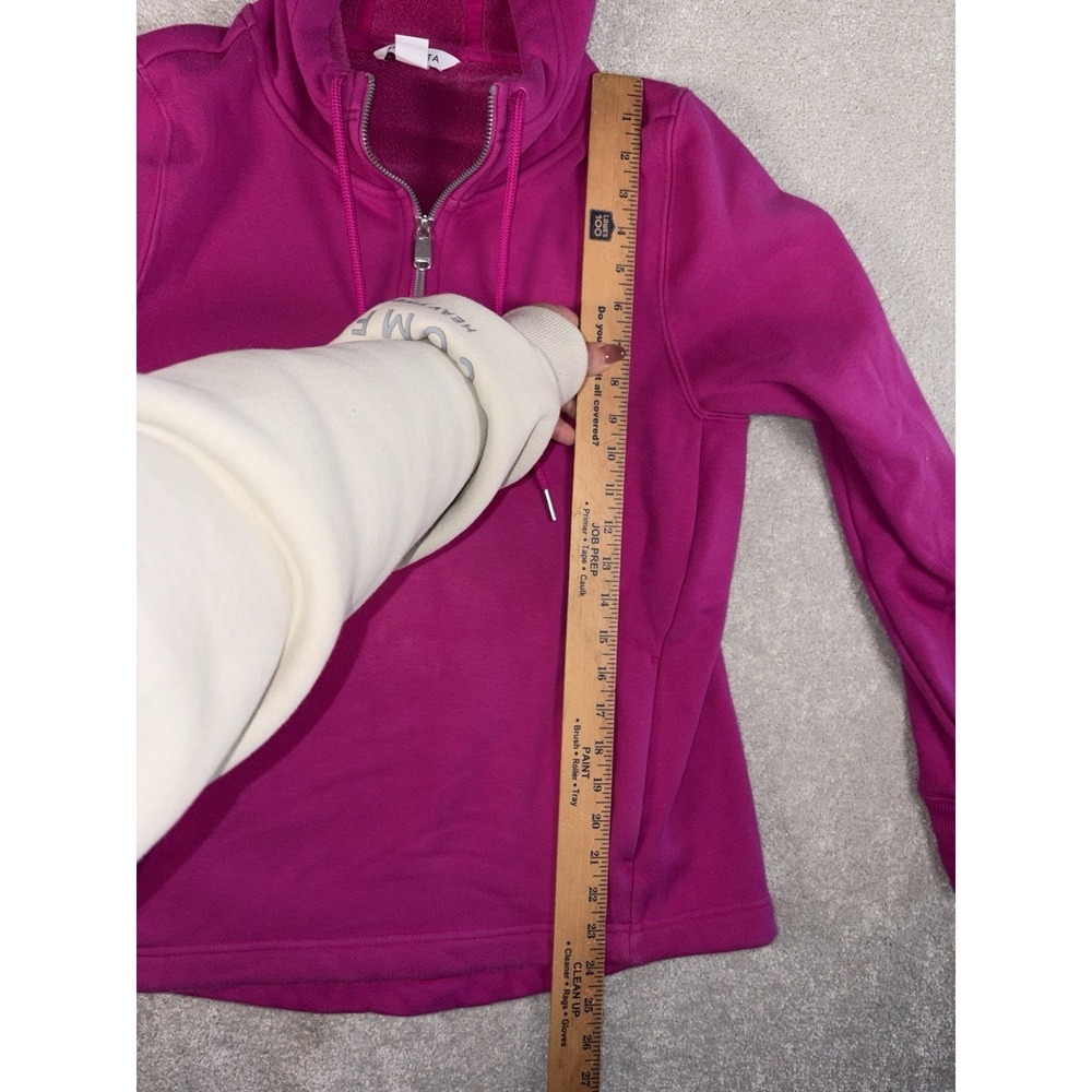 ATHLETA Cozy Karma 1/4 Zip Hoodie Medium Electric‎ Fuchsia #632053 SOFT - Picture 9 of 10